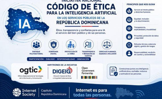 Infografía sobre la iniciativa nacional para un Código de Ética de la Inteligencia Artificial en la República Dominican desarrollado por Isoc-do